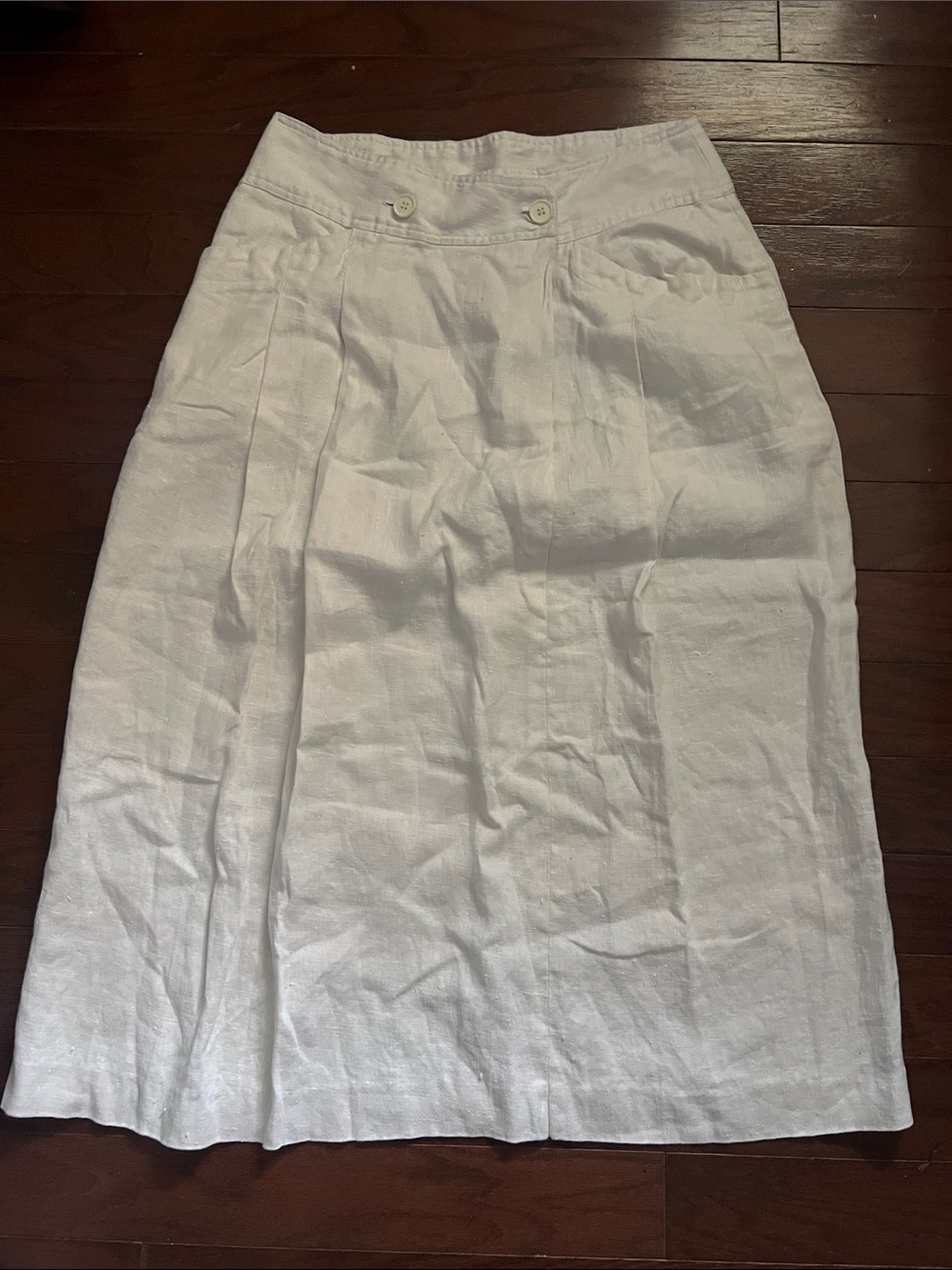 Diane Von Furstenberg White Linen Midi Skirt
